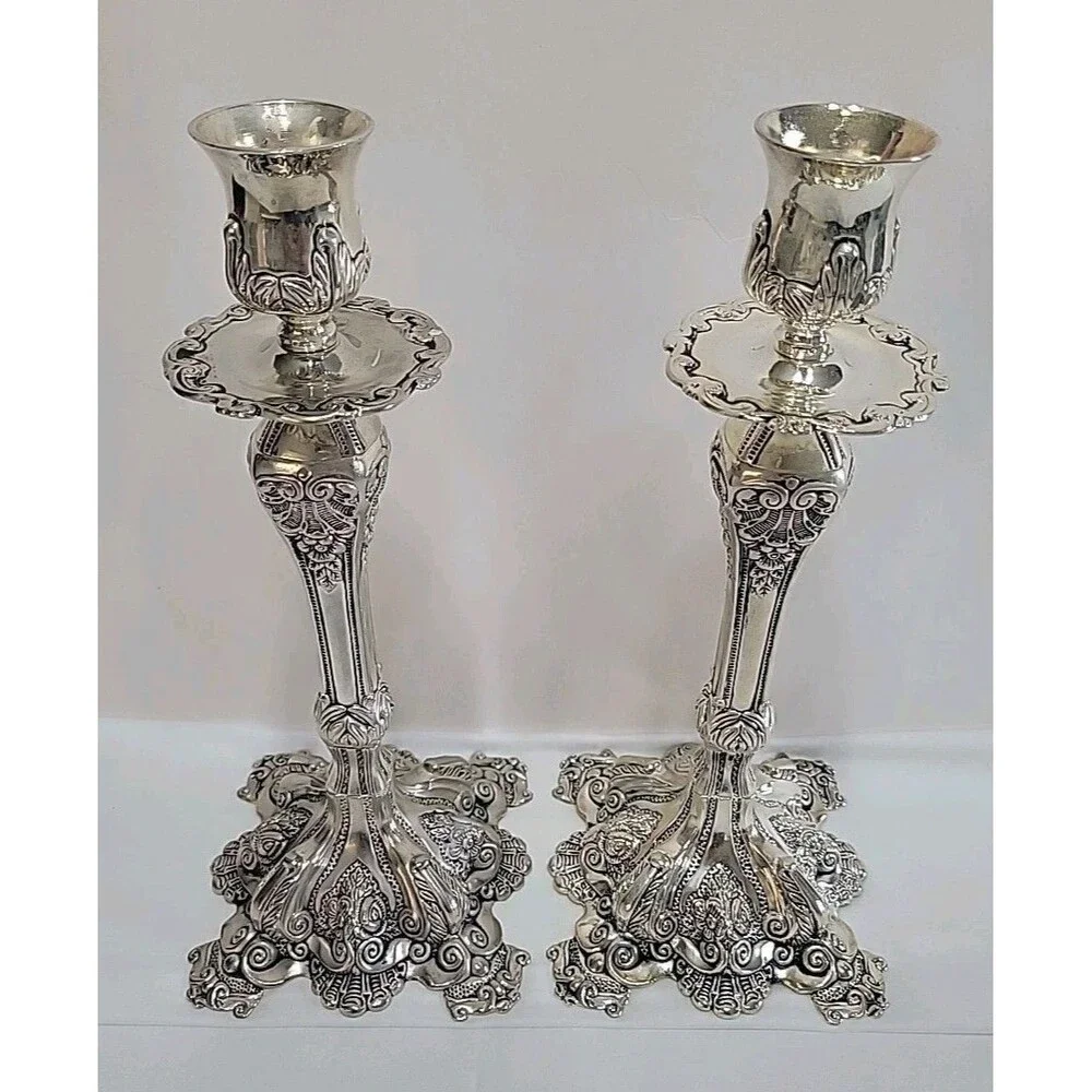 2 Vintage Godinger BAROQUE Style Ornate Silver-Plated 11.5